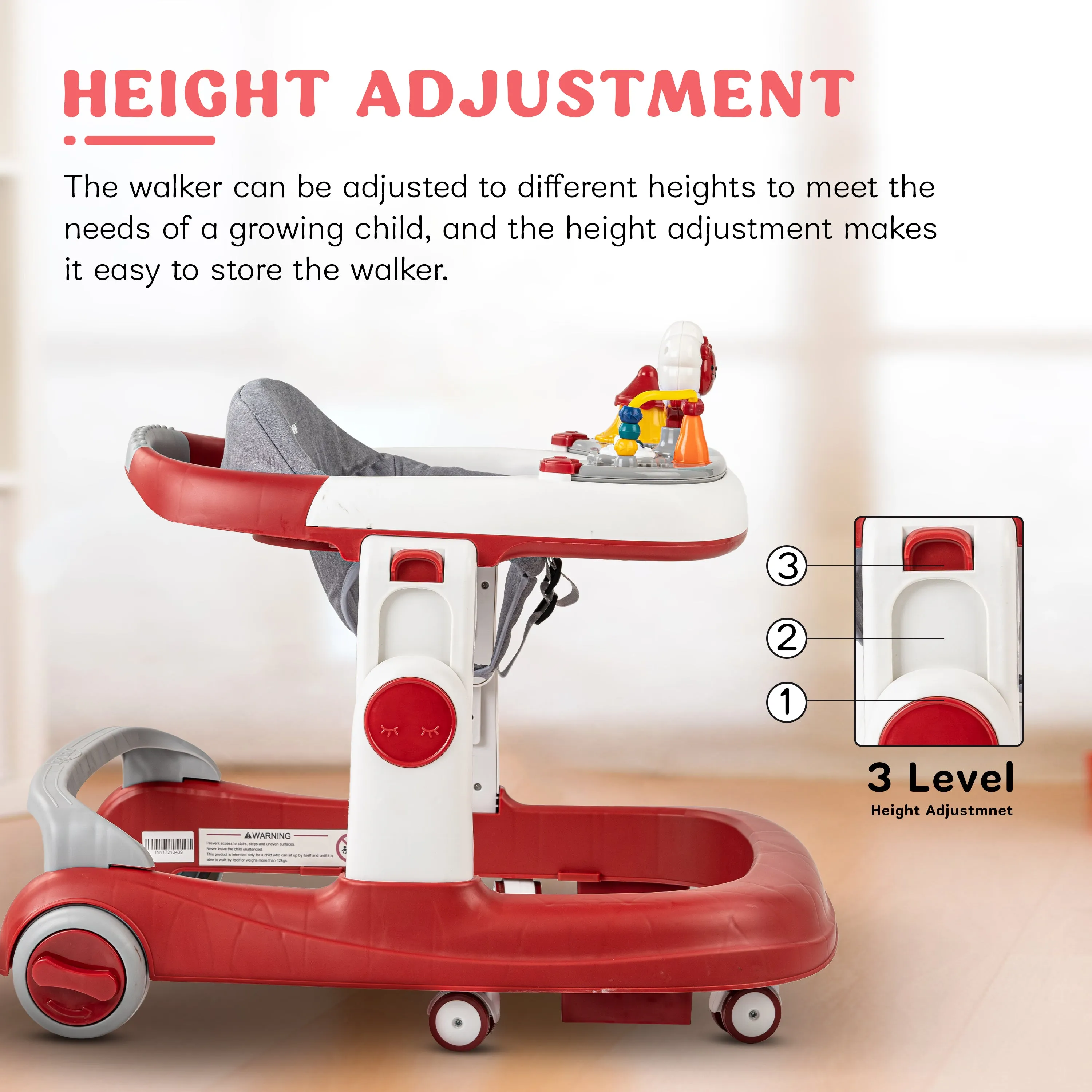 Astro Walker With 3 Adjustable Height and Musical Toy for kids 6-18 months