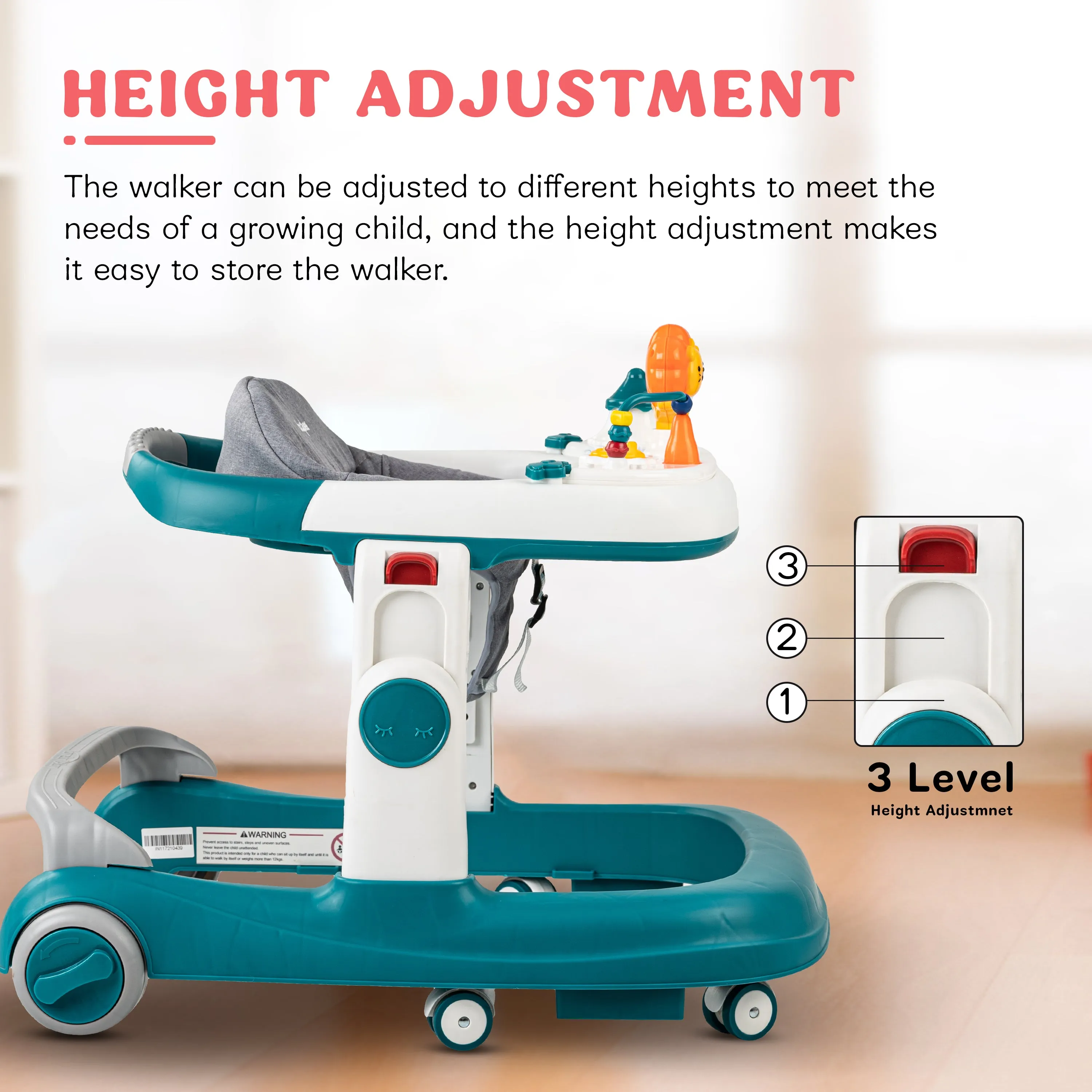 Astro Walker With 3 Adjustable Height and Musical Toy for kids 6-18 months