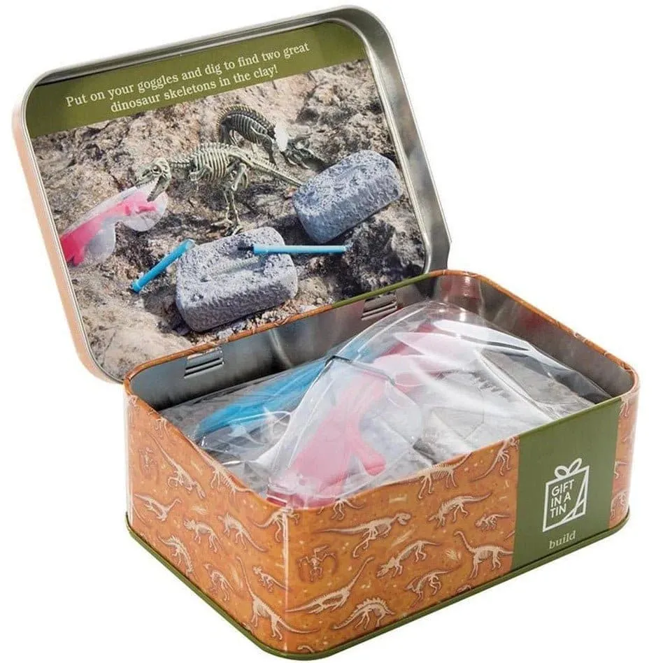Dinosaur Excavation Gift in a Tin