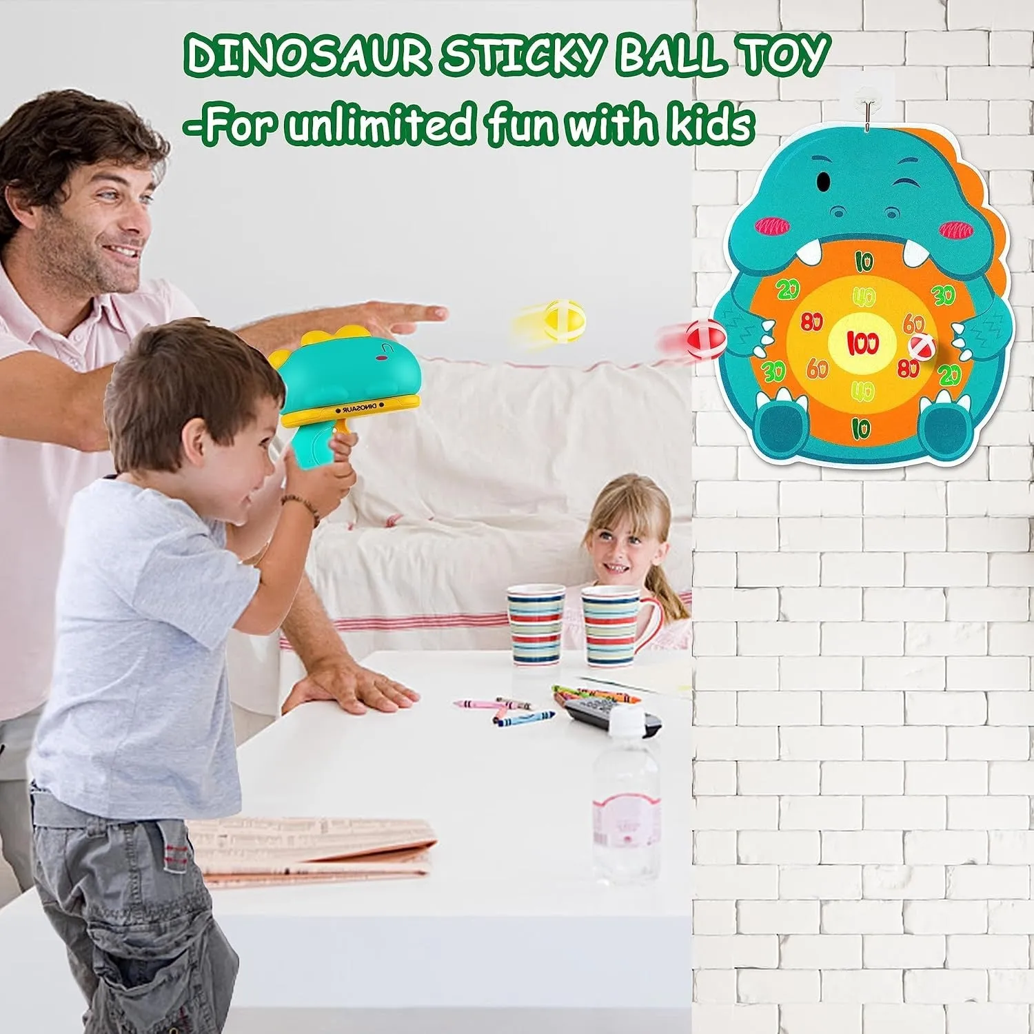 Dinosaur Sticky Ball Dart Board Target Shooting Game - 681