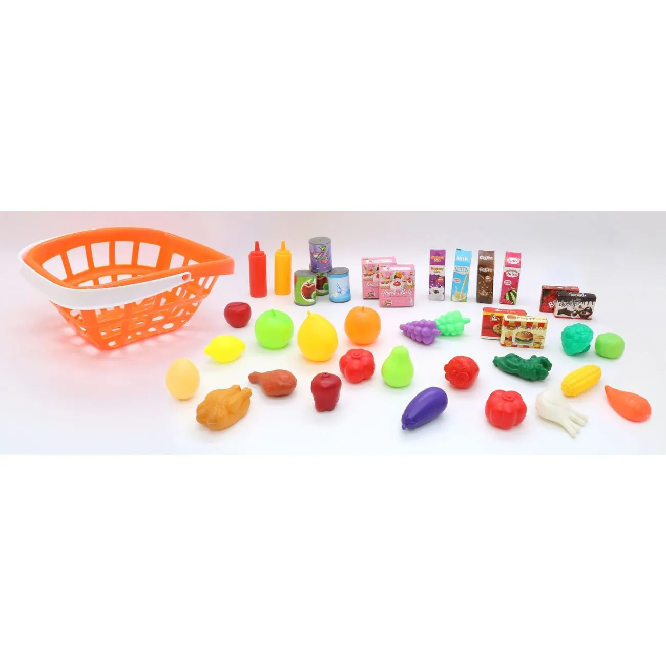Fun Market 40 Piece Shopping Basket With Food