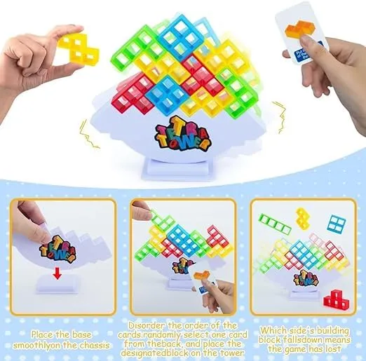 Shree Incorporation Tetra Tower Game 16 Pcs Stack Tower, Swing Stack High Child Balance Building Block 2 Players  Interactive STEM Toy for Family, Travel, Parties for Adults & Kids