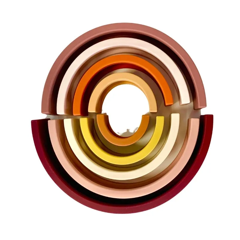 Sugar   Maple | Neutral Silicone Stacking Rainbow 9pc