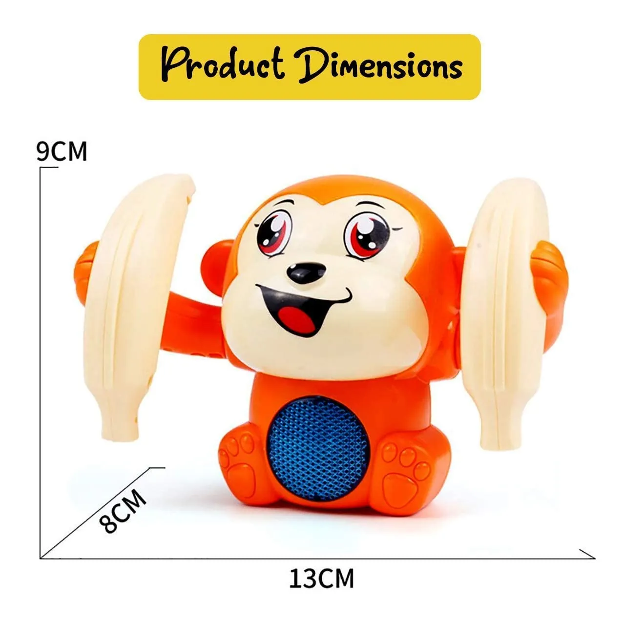 TEC TAVAKKAL Dancing and Spinning Rolling Doll Tumble Monkey, Bump & Go Toy 360 Degree Rotating Spot Stunt with Light and Sound Effects and Sensor for Kids