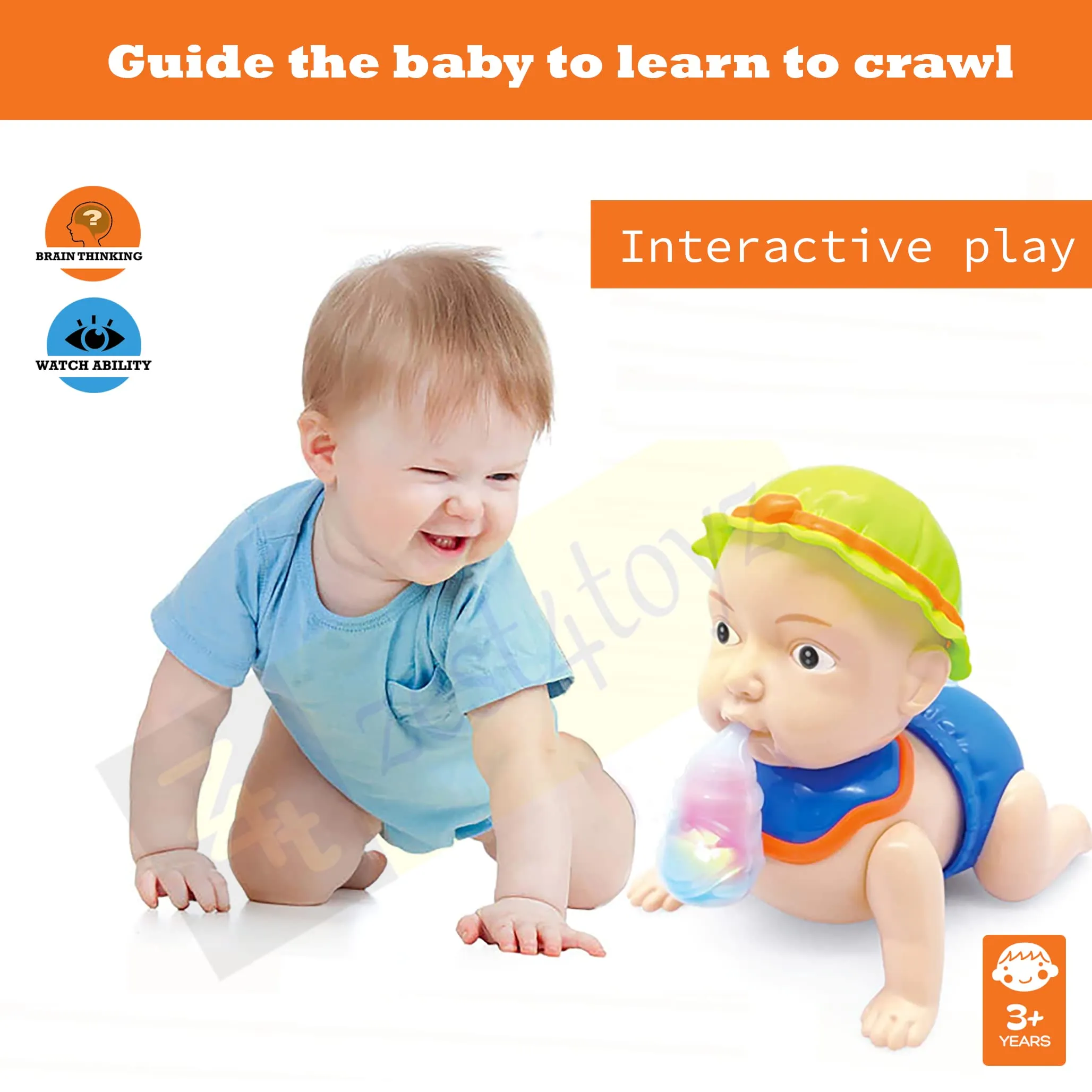 zest 4 toyz Musical Baby Crawling Toy for Kids with 3D Lights & Music Toys for Babies - Multicolor (Pack of 1) Battery Included